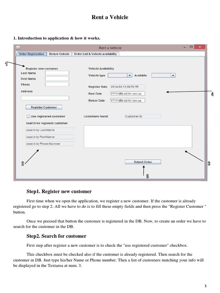 Rent A Vehicle: 1. Introduction To Application & How It Works | PDF ...
