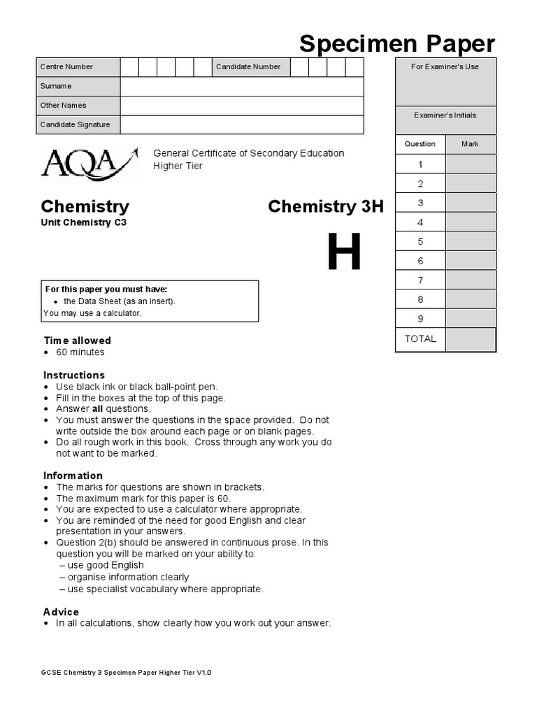 13h Aqa Chem w Sqp 3h | Sodium Chloride | Sodium