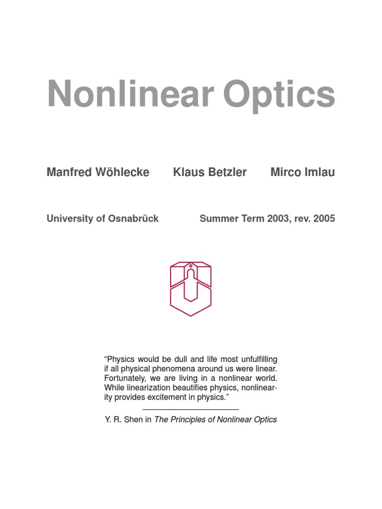 #Nonlinear Optics 2005 | PDF | Crystal Structure | Nonlinear Optics