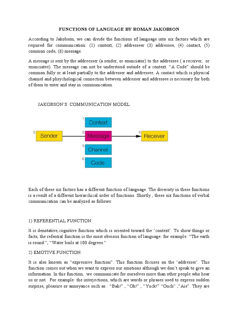 Functions of Language | PDF | Semiotics | Cybernetics
