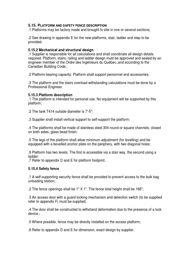 Design Specifications and Safety Requirements for Multi-Level Platform ...