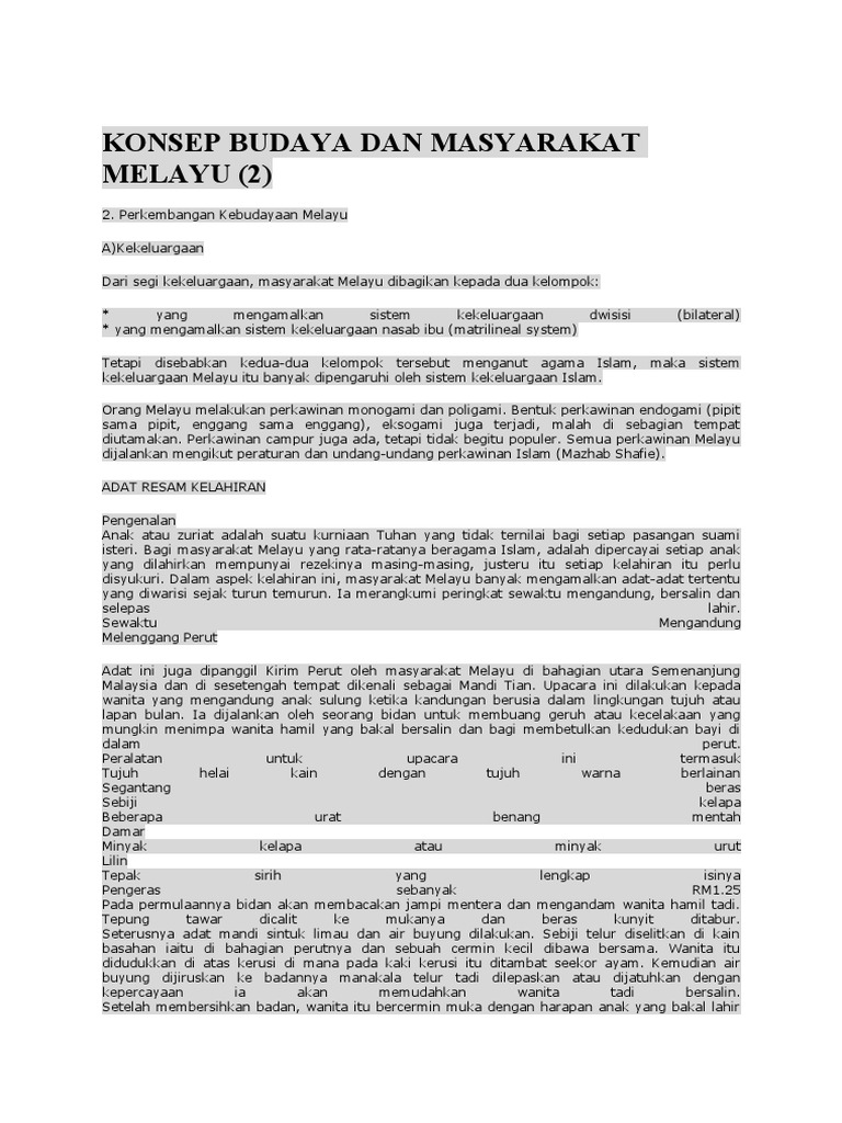 Konsep Budaya Dan Masyarakat Melayu Pdf