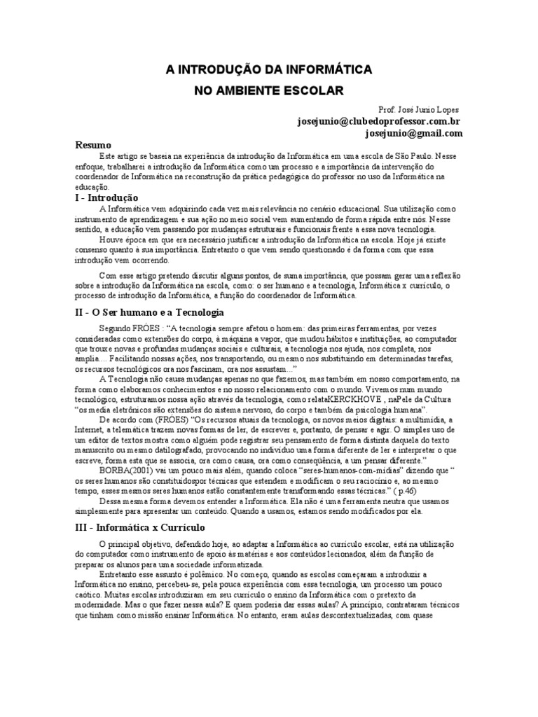 A Introdução Da Informática | PDF