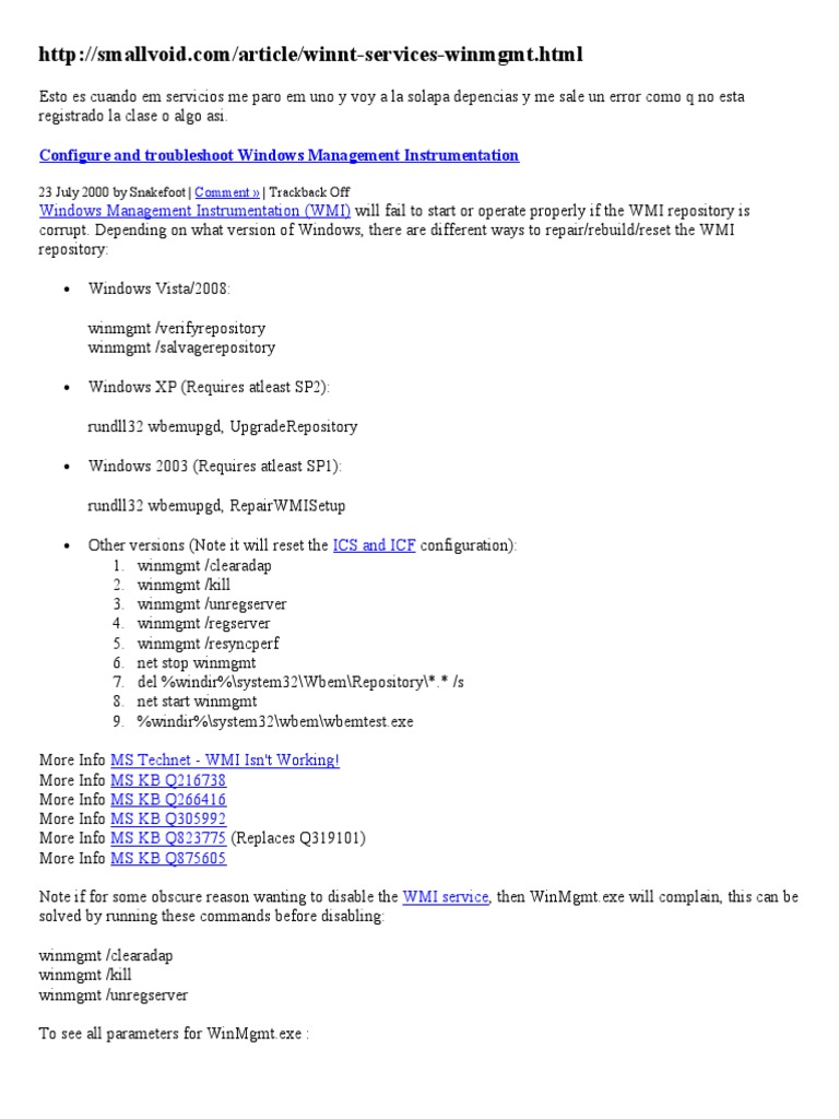 Fixing WMI Service Issues in Windows | PDF | Technology & Engineering