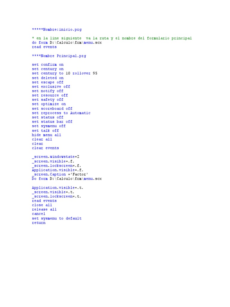 FoxPro Program Initialization Script | PDF | Computers