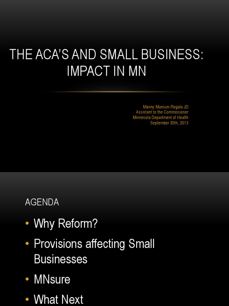 ACA and Small Biz Presentation | PDF | Patient Protection And ...