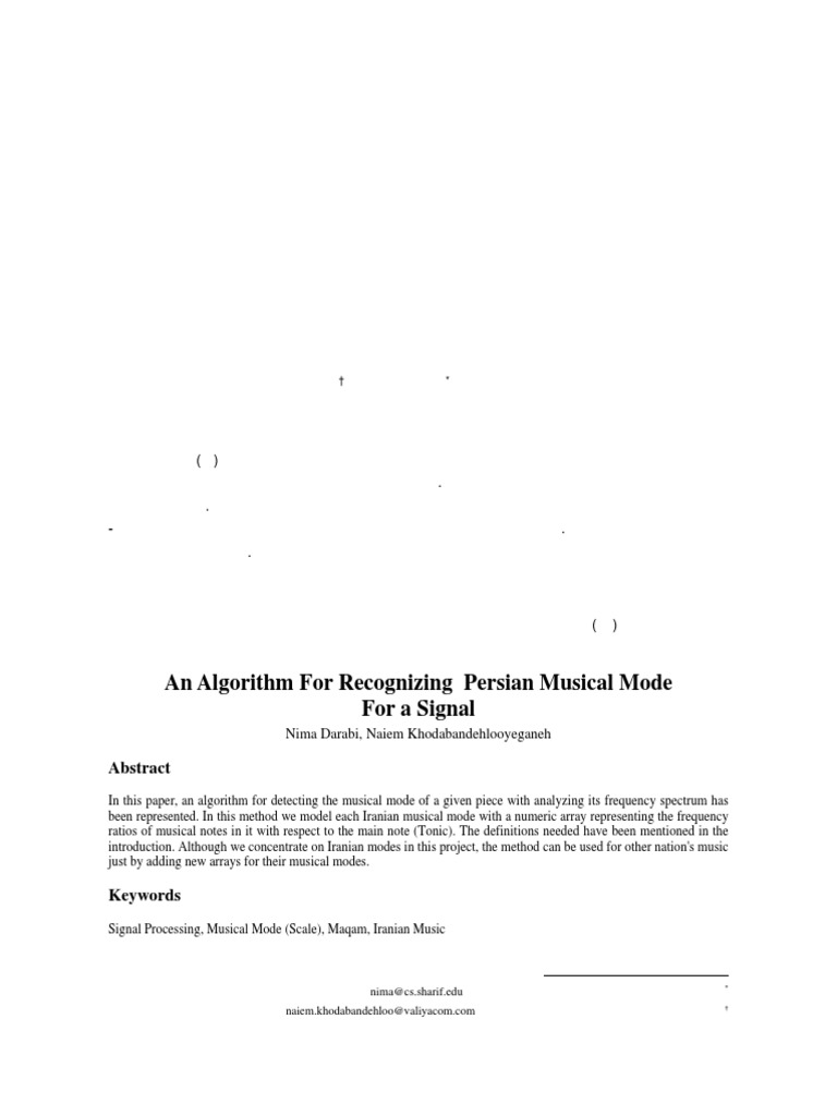 Persian Musical Mode Detection Algorithm | PDF | Applied Mathematics ...