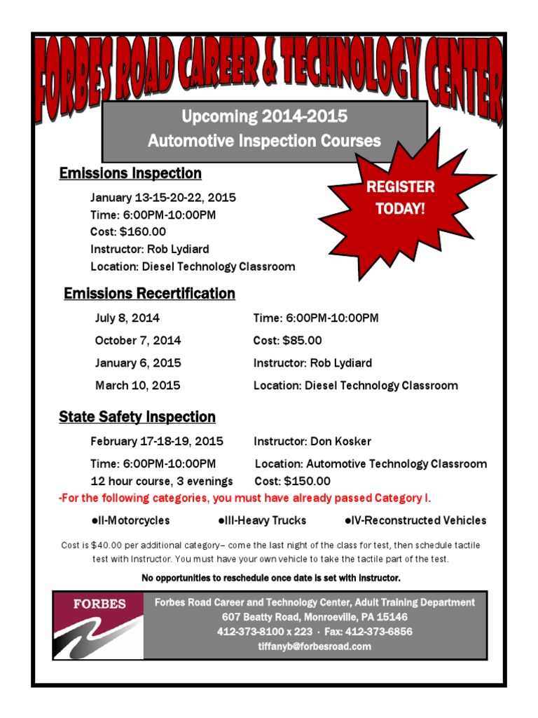 Automotive Inspection Courses 2015 | PDF