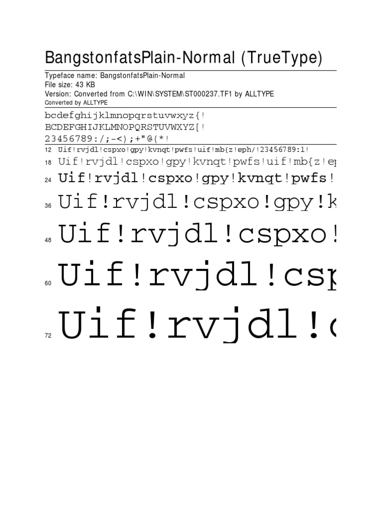 Typeface Sample: BangstonfatsPlain | PDF