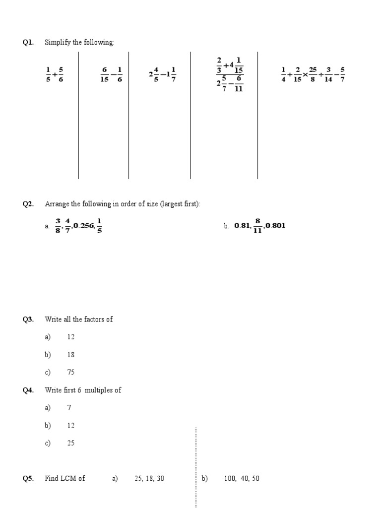 Math Problems: Simplification, Factors, LCM | PDF | Teaching Methods ...
