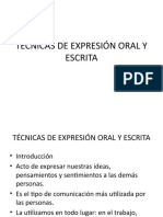 TÉCNICAS DE EXPRESIÓN ORAL Y ESCRITA