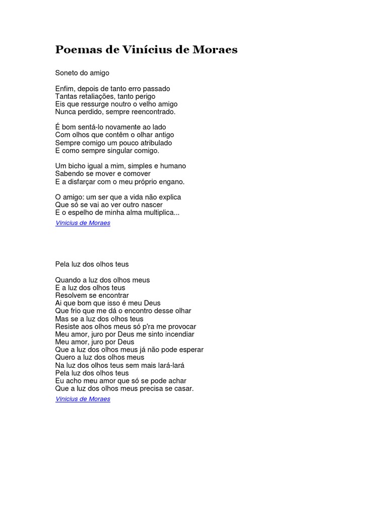 Poemas de Vinícius de Moraes | PDF | Amor | Science