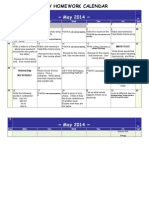 May Homework Calendar