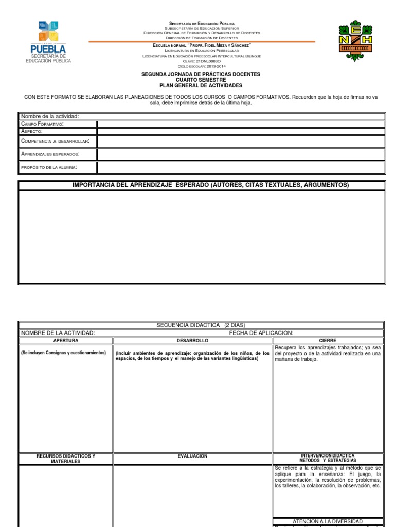 Formato De Plan De Clase Para Preescolar Variaciones Clase Images