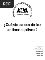 Cuanto Sabes de Los Anticonceptivos