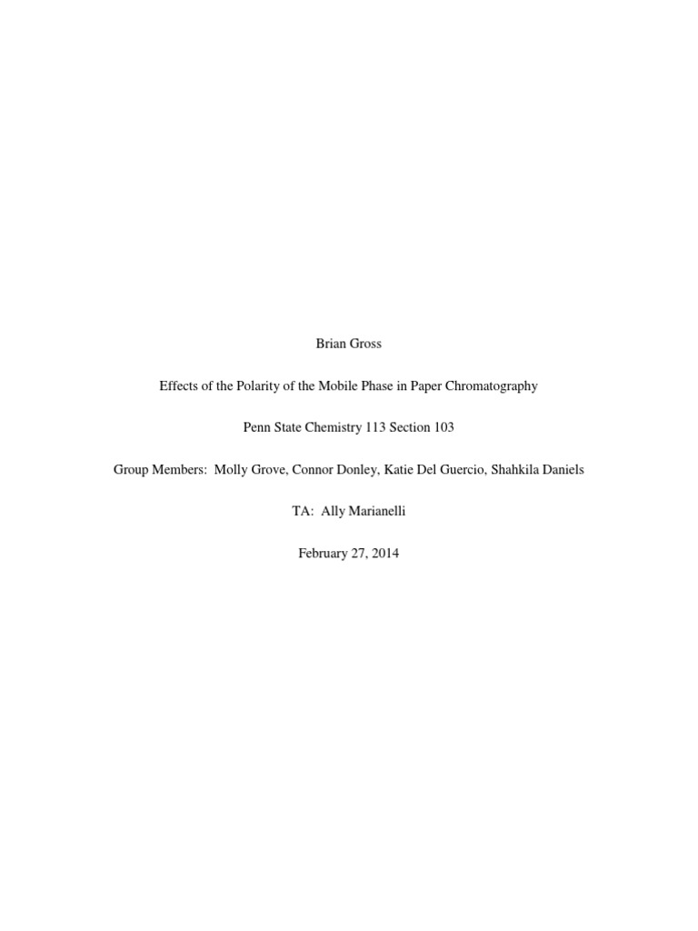 Paper Chromatography Lab Report PDF Chromatography Solvent