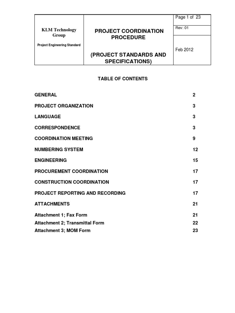 Project Coordination Procedure Overview | PDF | Project Manager ...
