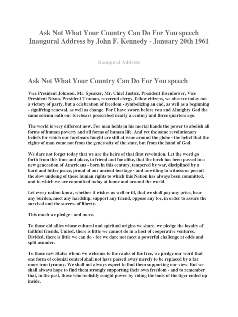 Kennedy's Call to Serve America | PDF | United States Presidential ...