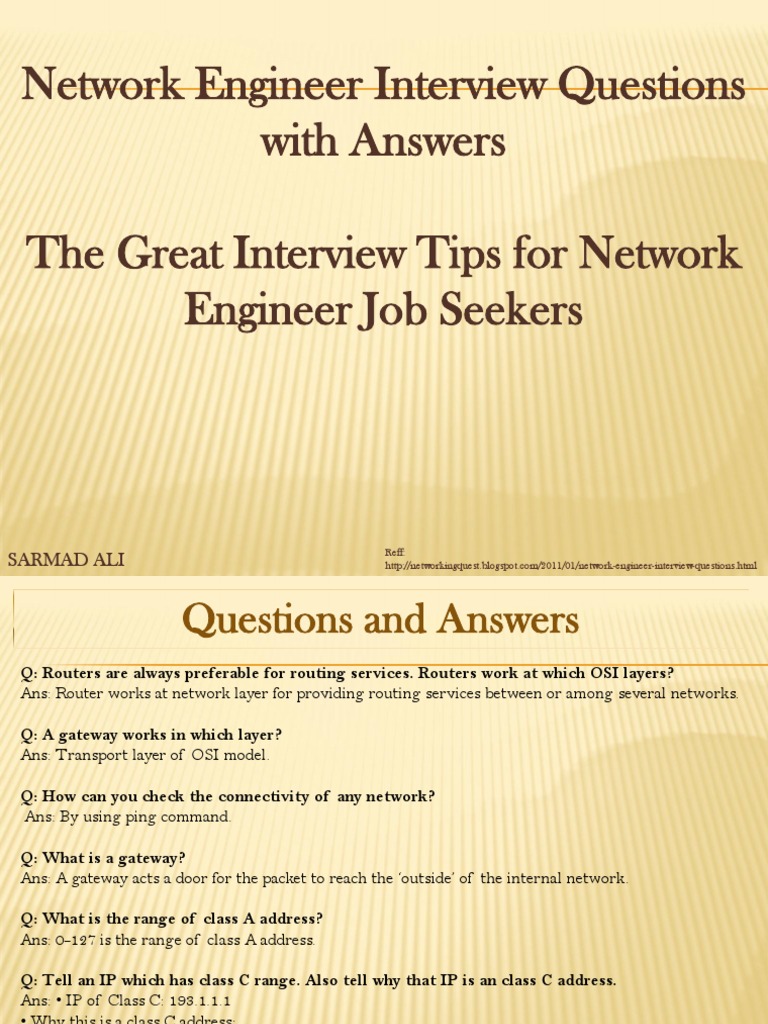 Essential Network Engineer Interview Q&A | PDF | Network Switch ...
