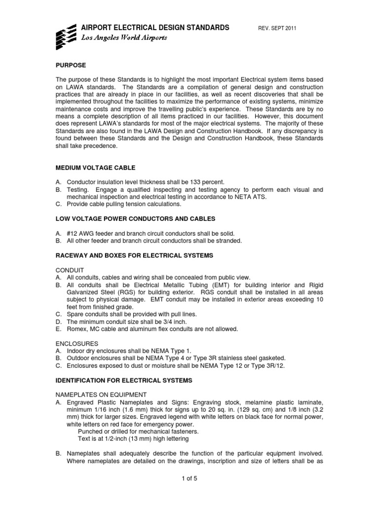 Airport Electrical Standards | PDF | Electrical Wiring | Electrical ...