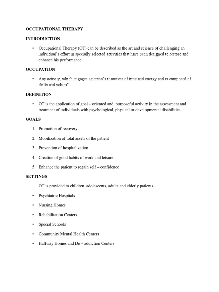Occupational Therapy | Download Free PDF | Occupational Therapy ...