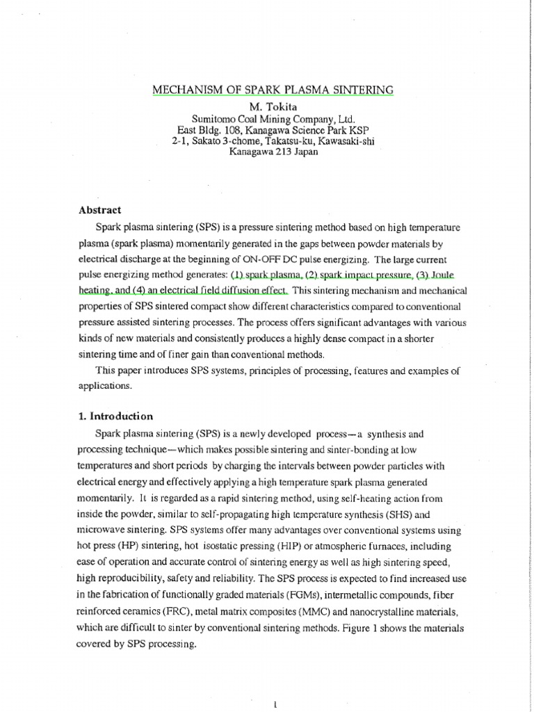 Mechanism of Spark Plasma Sintering | PDF | Sintering | Building ...