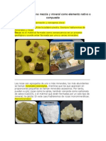 Roca Como Una Mezcla y Mineral Como Elemento Nativo o Compuesto