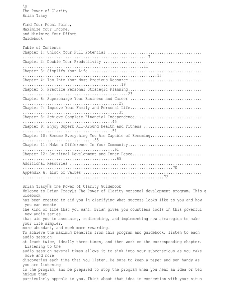 The Power Of Clarity Guidebook Unlock Your Full Potential And Achieve