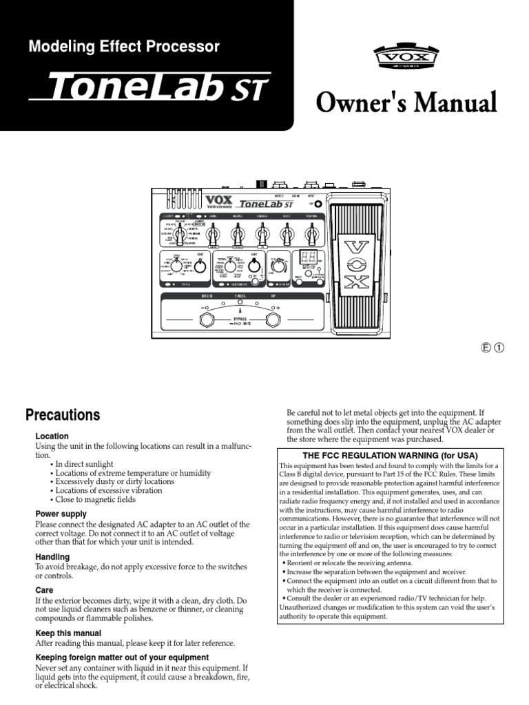 Vox Tonelab ST Manual | PDF