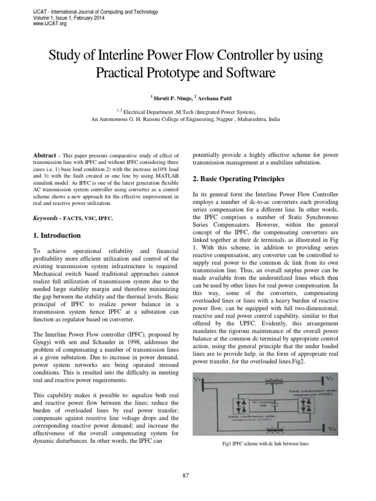 Study of Interline Power Flow Controller by Using Practical Prototype