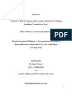 Analysis of Brand Awareness and Consumer Behaviour of Reliance Broadband Connection in Pune
