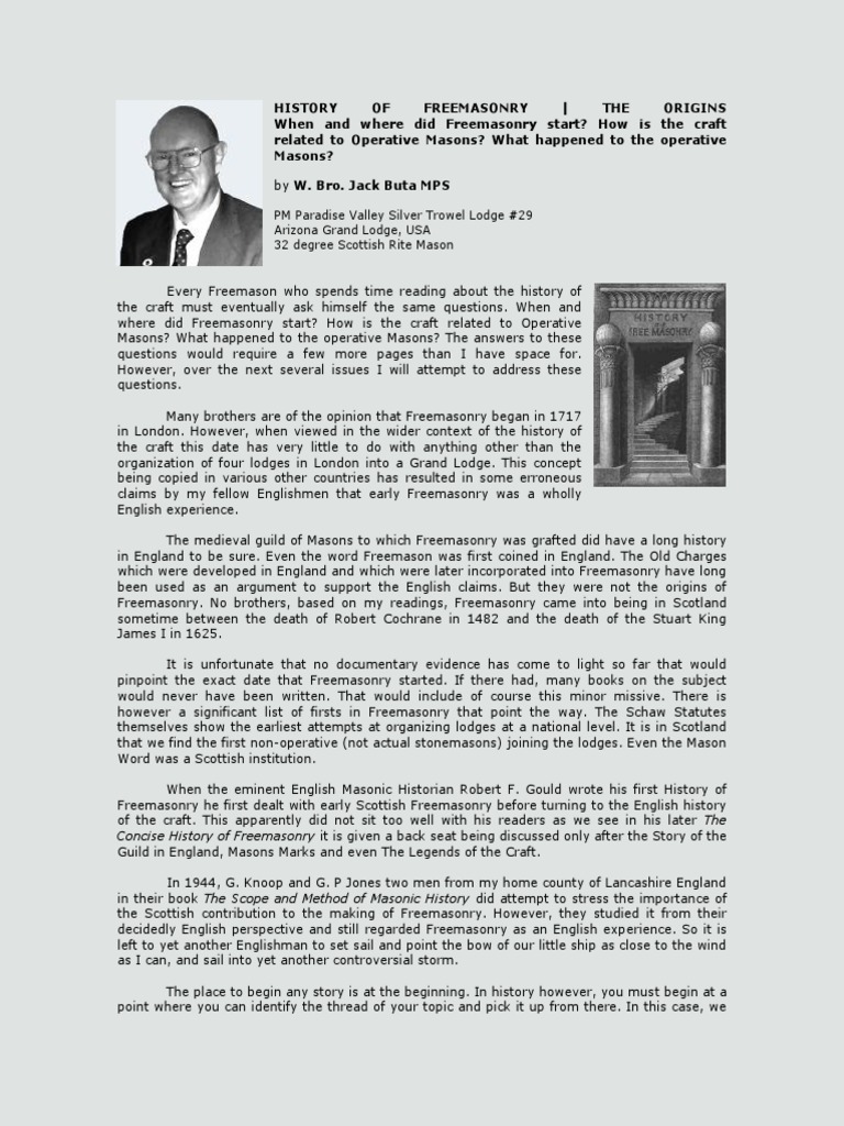 History of Freemasonry The Origins | PDF | Freemasonry | Masonic Lodge