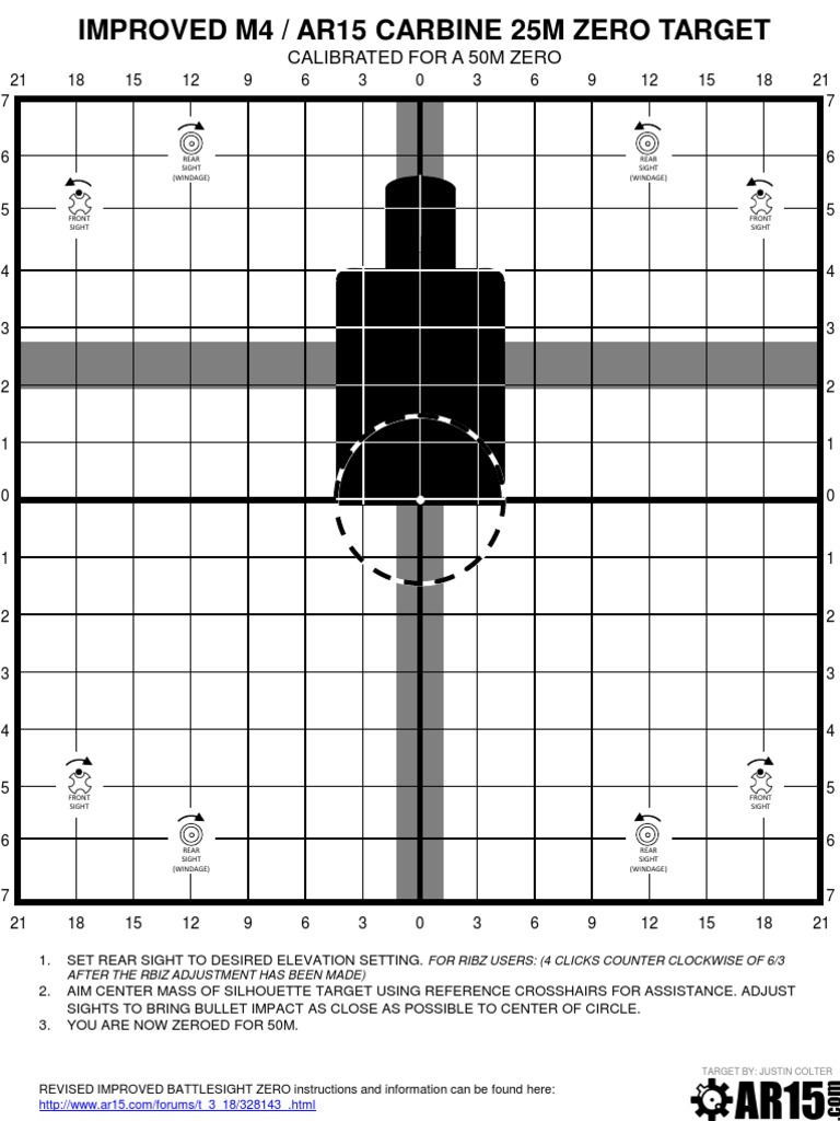 Improved M4 - AR15 Carbine Zero Target 50M | PDF | Telescopic Sight |  Firearms