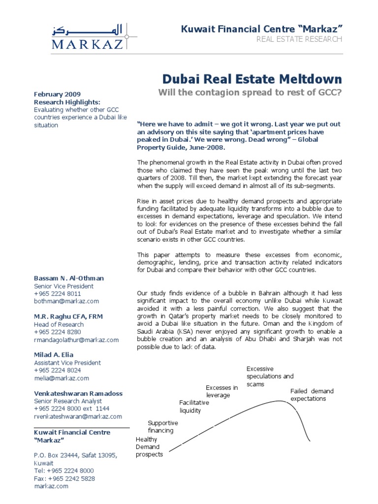 09 02 Markaz Dubai Real Estate Meltdown PDF Speculation Gulf
