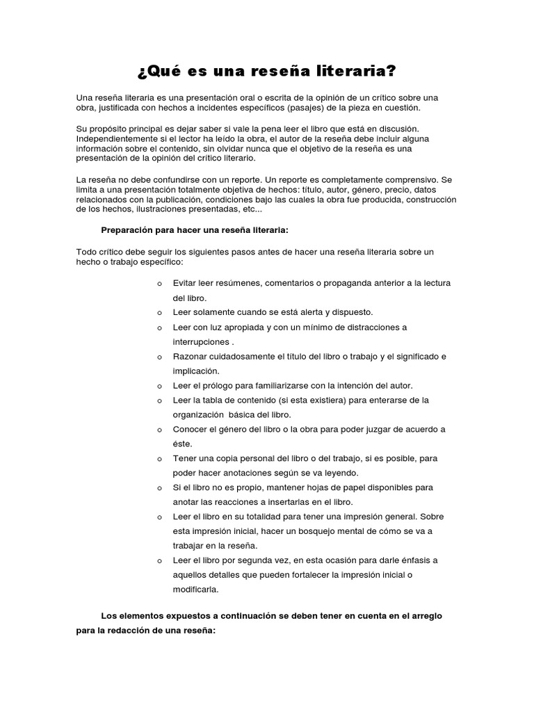 Guía para escribir reseñas literarias | PDF | Lectura (proceso) | Autor