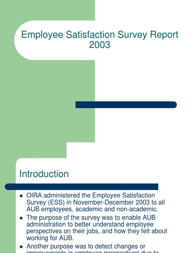 AUB Employee Satisfaction Survey 2003 | PDF | Survey Methodology | Job ...