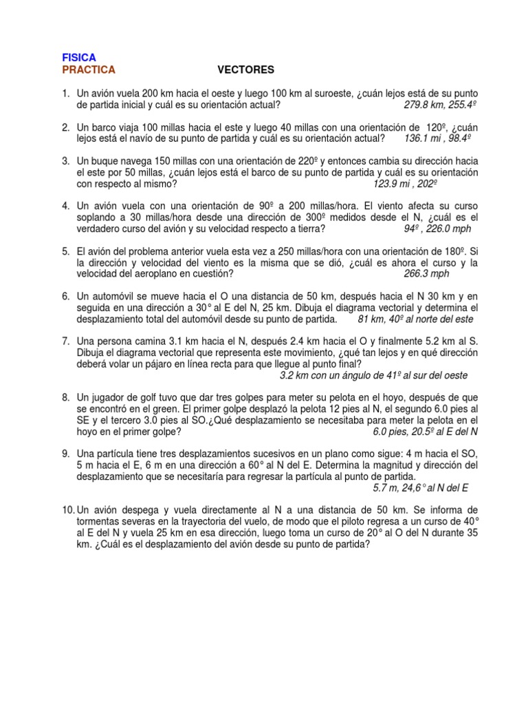 Practica Vectores Ultimo | PDF | Vector Euclidiano | Velocidad