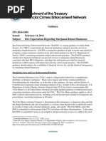 Guidance FIN-2014-G001 Issued: February 14, 2014 Subject: BSA Expectations Regarding Marijuana-Related Businesses