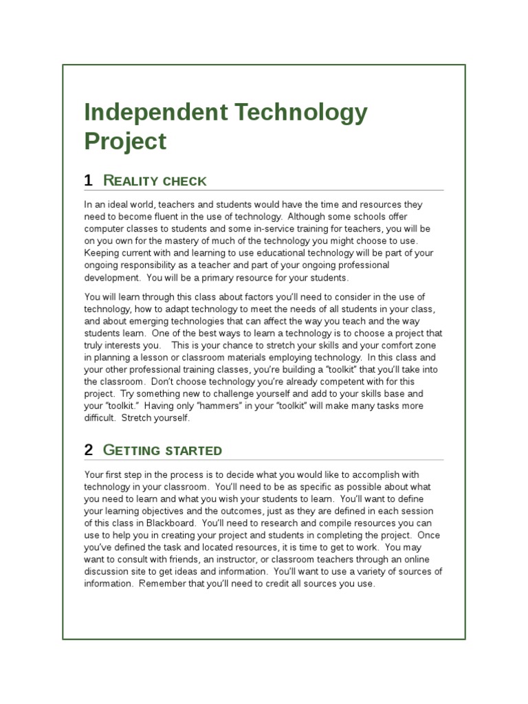 Independent Technology Project 2 | PDF | Classroom | Websites