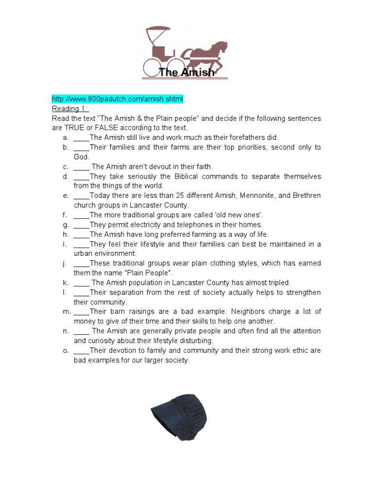 Amish Lifestyle and Beliefs Quiz | PDF | Amish | Anabaptism