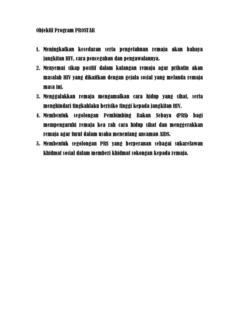 Objektif Program PROSTAR | PDF