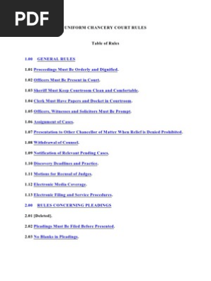 Uniform Chancery Court Rules | PDF | Virginia Circuit Court | Discovery  (Law)