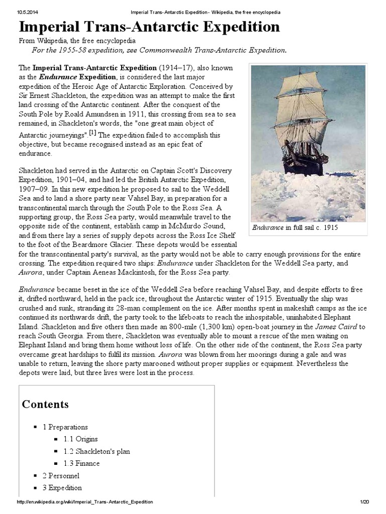 Imperial Trans-Antarctic Expedition Overview | PDF | Ernest Shackleton ...