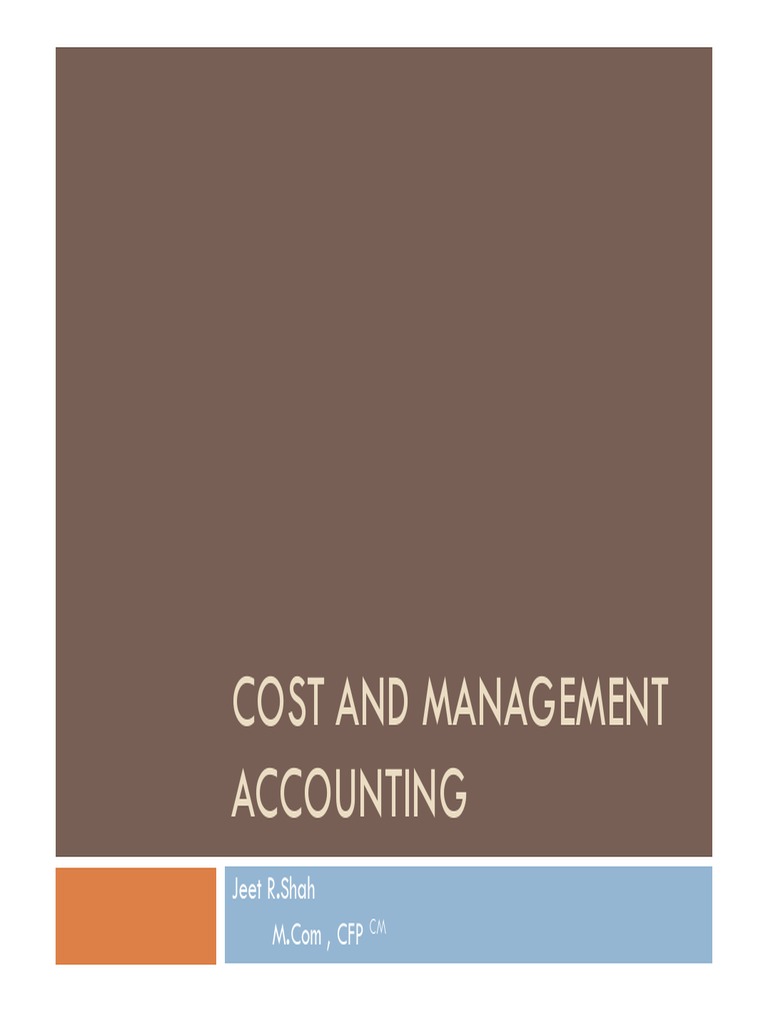 Theory Cost and Management Accounting PDF Cost Accounting