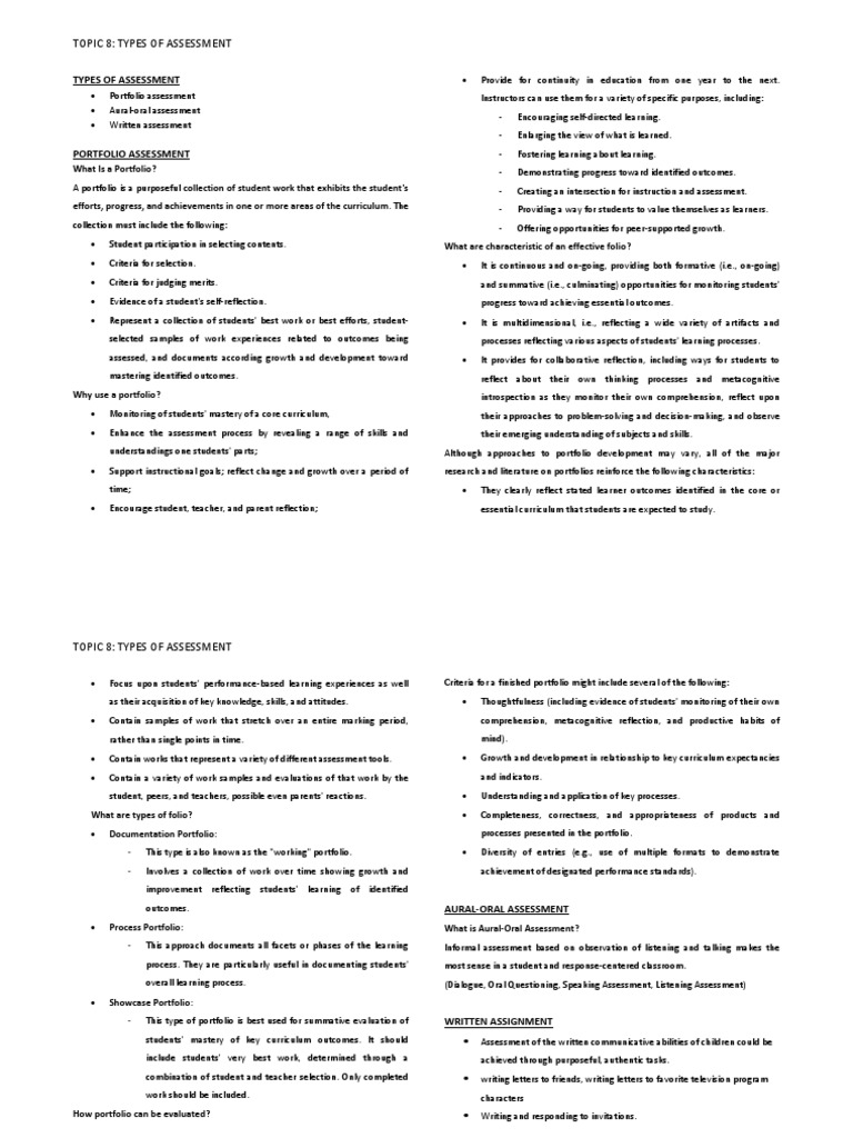 Types Of Assessment PDF Educational Assessment Curriculum