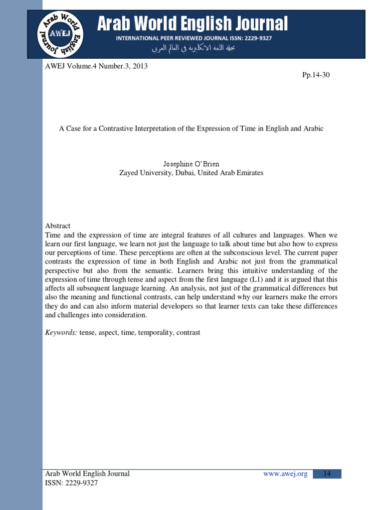 Time Expression in English and Arabic | PDF | Grammatical Tense | Verb
