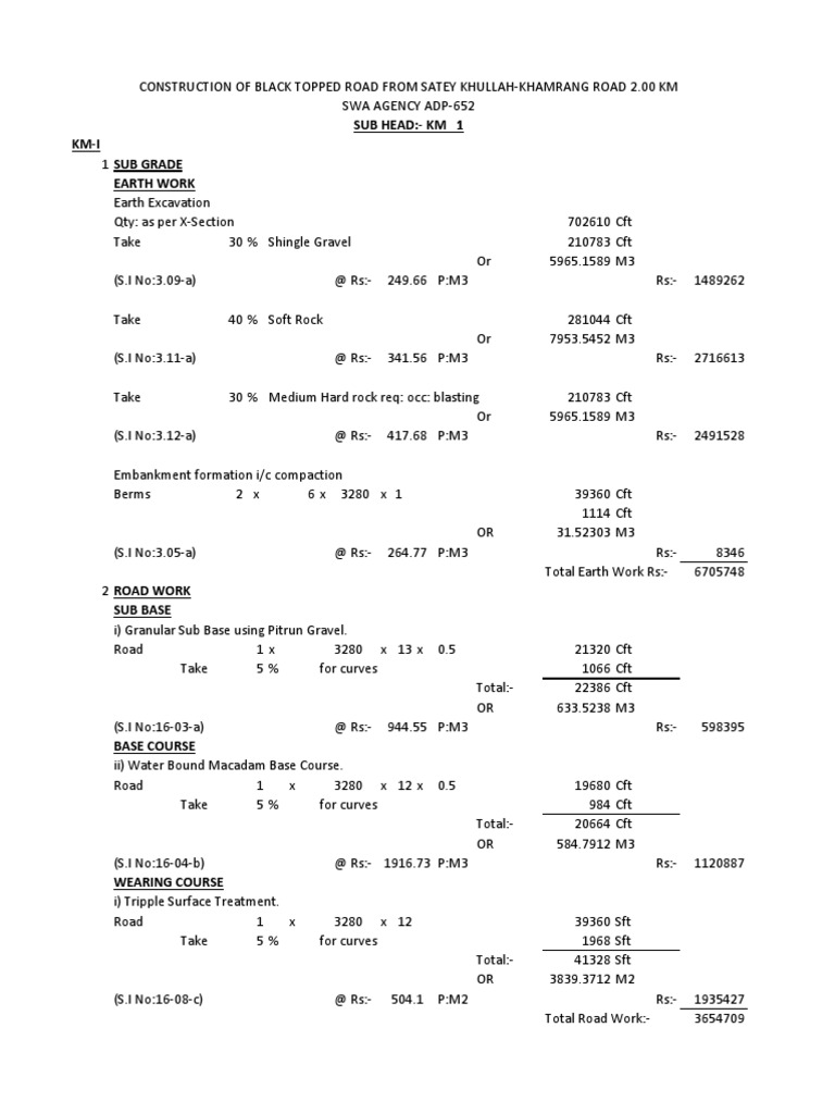 Earthwork and Road Construction Costs | PDF | Road | Soil