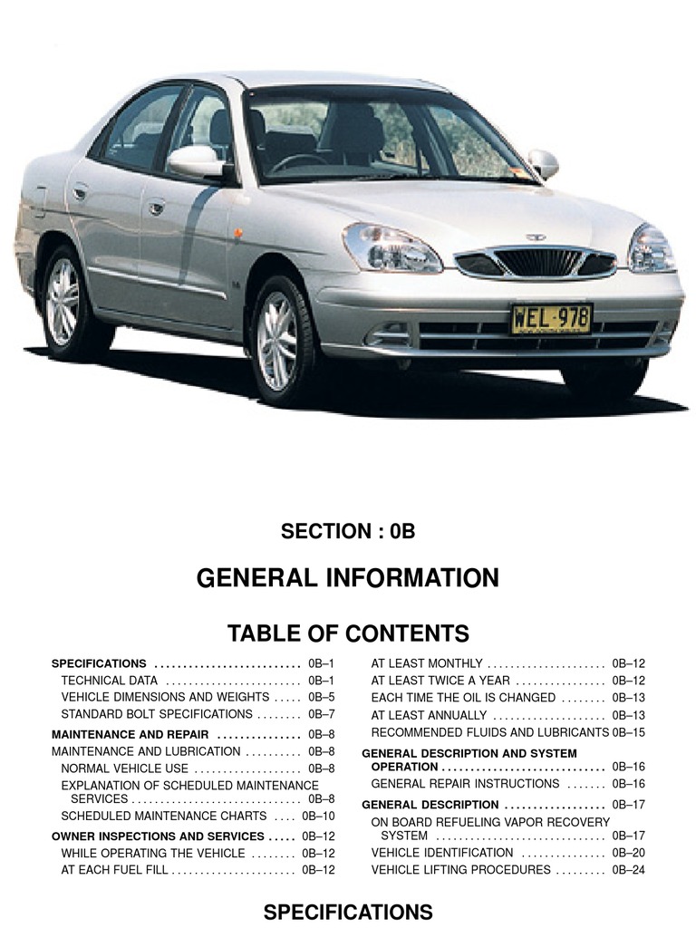 1998 2001 daewoo nubira service manual motor oil brake Daewoo Nubira Orange