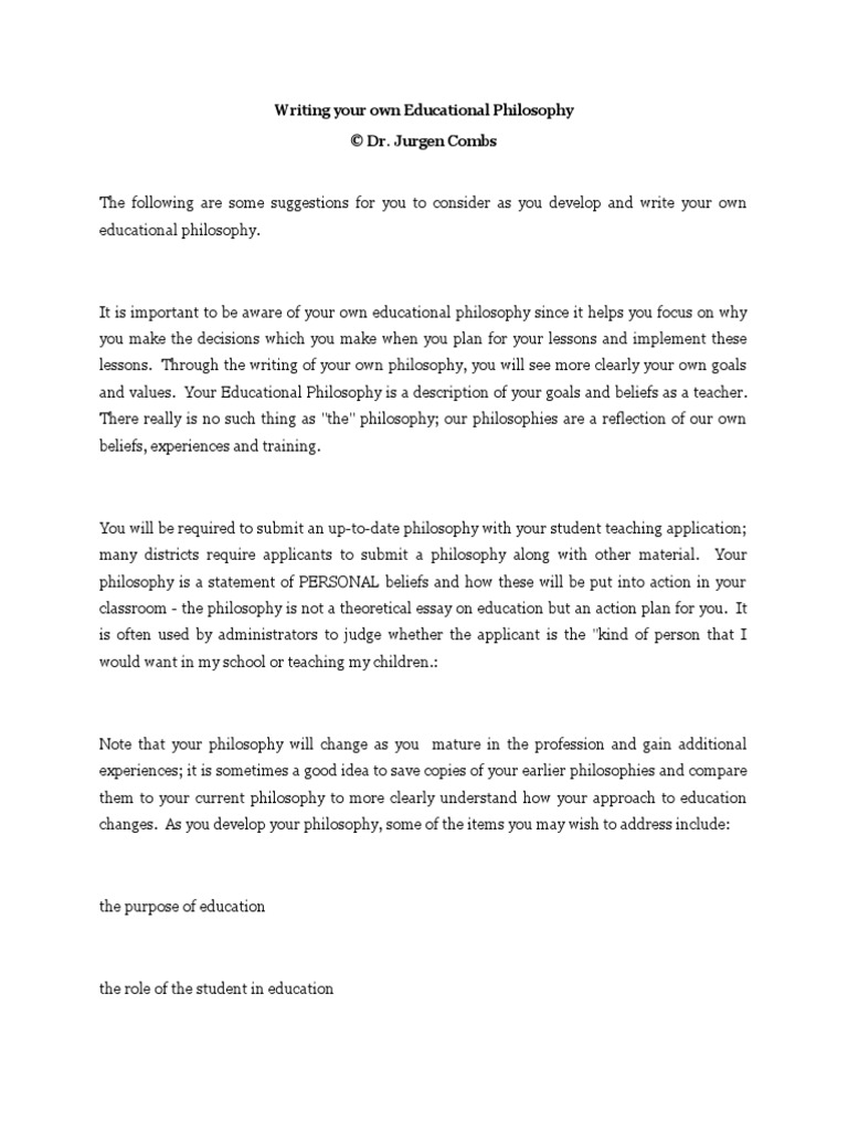 Own Philosophy On Education  mtso.org.tr