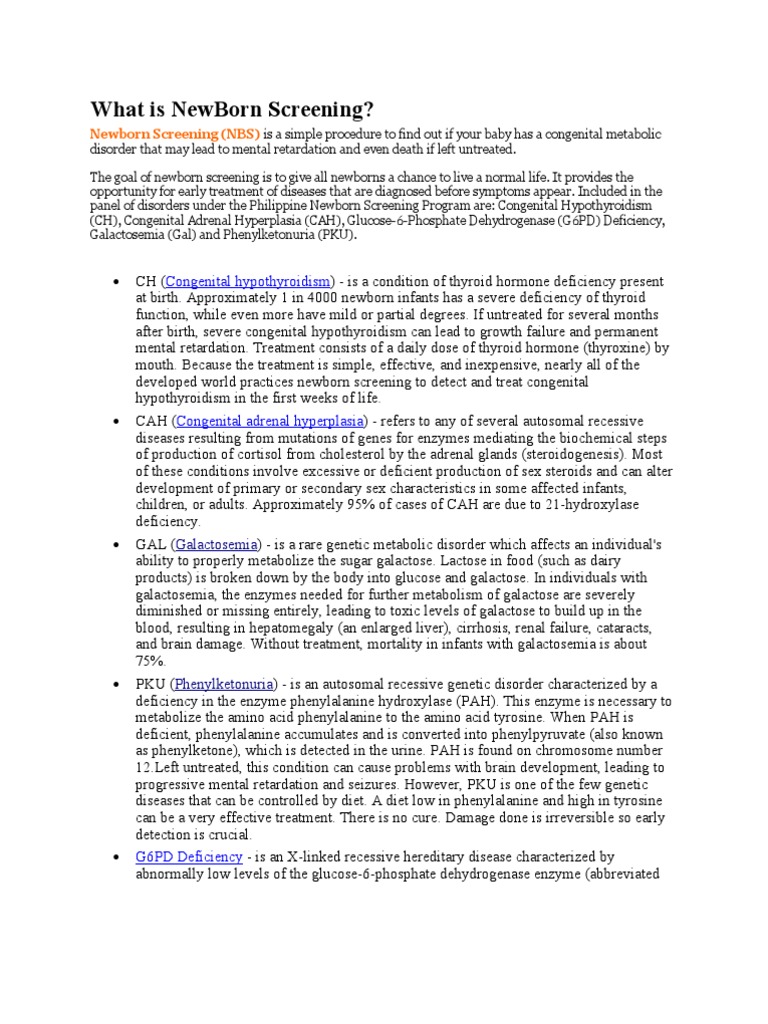 What Is NewBorn Screening | PDF | Genetic Disorder | Diseases And Disorders